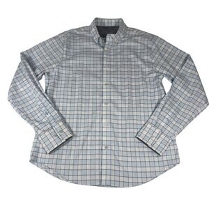 Twillory Untuckable Shirt Mens M-L Blue White Grid‎ Cotton Stretch Golfcore 264